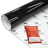 SOLAR SYSTEMS 3M - Selbstklebende Autofolie, Lackschutzfolie, Klebefolie für Autos, Motorräder und Heimwerker - Einfaches Anbringen und Entfernen ohne Rückstände - G12 2080 Schwarz Glänzend - 30x100