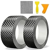 2 Stück Carbon Folie,3cm x 10m,5cm x 10m 3D Carbon Folie Auto, Autofolie schwarz Selbstklebend Schutz mit Abstreifer,für Die Meisten Autos wie SUVs und Limousinen