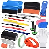 FOSHIO® Auto Vinyl Werkzeug Kit Autofolie Rakel Set für Tönungsfolie Auto Wrap, Folien Werkzeug Set für Wrapping, 5M Messerloses Knife Tape, Schaber, Filzrakel, Teflonband, Rakel, Cuttermesser