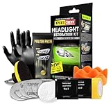 XPERTCHEMY Scheinwerfer Aufbereitung Set, Scheinwerfer Polierset Kit Entfernung Schwerer Gelbwärbung, Trübung und Flecken, Die Helligkeit der Scheinwerfer wiederherstellen, Headlight Restoration Kit