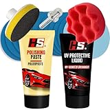 HS® Scheinwerfer Aufbereitungs Set - Auto Scheinwerfer Polierset für matte & blinde Scheinwerfer - Kompletter Scheinwerfer Politur Set – Scheinwerfer Reparatur Set - Schnelle Scheinwerfer Aufbereitung