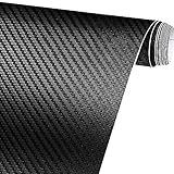 Carbon Folie, 3D Schwarz X2,150 X 30cm,Selbstklebend Autofolie aus Vinyl,Arespark Auto Schutz Carbon Folie